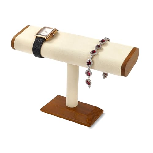 Watch Display Stand Solid Wood Bracelet Watch Organizer T-bar Jewelry Display - color: WHITE T SHAPE DISPLAY