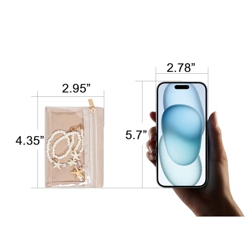 Frebeauty Travel Jewelry Organizer, 6 Pcs Velvet Jewelry Pouch Bag with Zipper Pocket, Visualization Design for Rings, Earrings, Necklace - color: 6 pcs bag