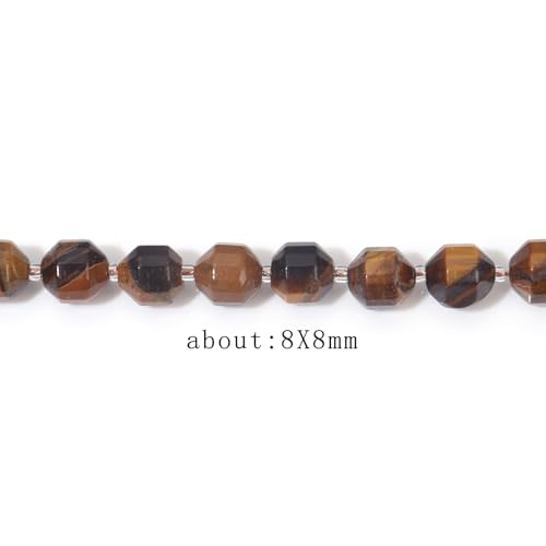 8mm Faceted Natural Tiger Eyes Stone Loose Round Semi Gemstone Beads for Bracelet Necklace Jewelry DIY Making - color: Tiger Eyes-1