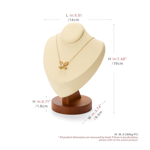Jewelry Bust Necklace Display Microfiber Jewelry Necklace Display Stand for Show Selling - color: White
