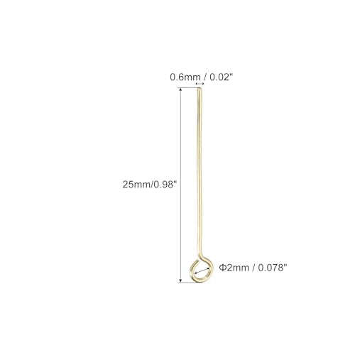 PATIKIL 200Pcs 304 Stainless Steel Jewelry Eye Pins 25mm 22 Gauge Gold Open Eye Pins for Jewelry Making DIY Craft Necklaces Bracelets Earrings - color: Gold, size: 25mm