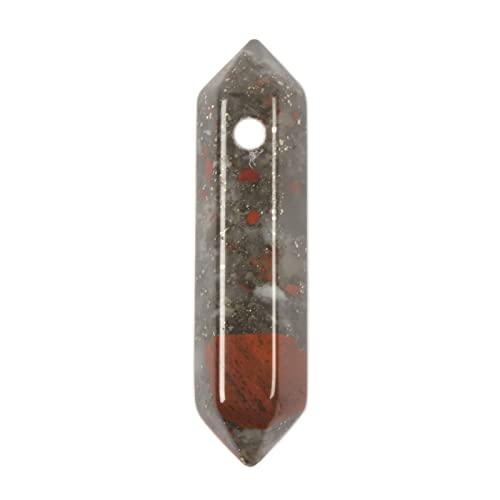 African Bloodstone 32mm Natural Gemstone Hexagonal Wand Jewelry Making Crystal Pointed Chakra Reiki Healing Beads 2mm Hole Drilled(Pack of 10) - color: African Bloodstone
