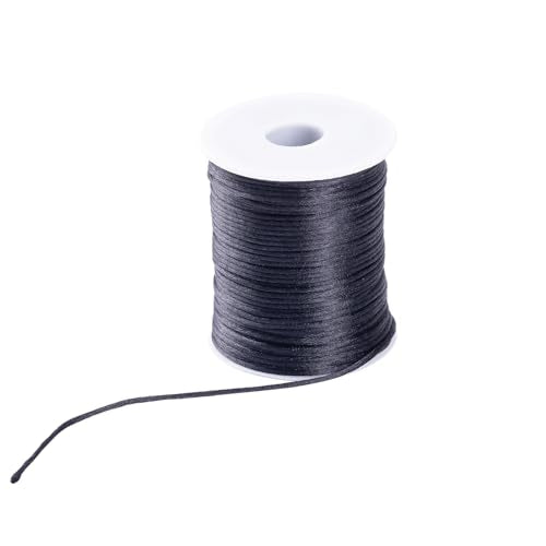 Markcain 2mm x 110 Yards Black Nylon Cord, Beading Thread for Bracelets, Necklaces and Wind Chime Crafts - size: Black