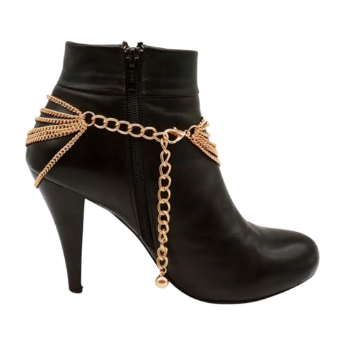 TrendyFashionJewelry Women Boot Bracelet Chains Gold Bling Metal Heart Love Western Fashion Anklet Shoe Charm Made In USA BC173