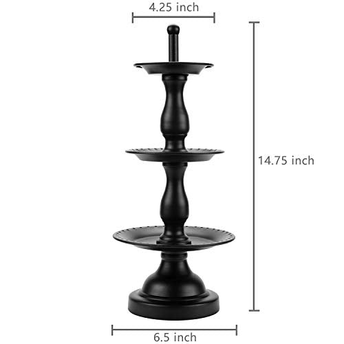 MyGift Earring Storage Rack Organizer, Metal Jewelry Tree, Necklace and Bracelet Hanger with Wooden Ring Tray Trinket Holder - Holds 68 Pairs of Earrings (Black-3-Tier) - color: Black-3-Tier
