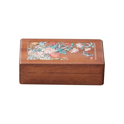 Travel Jewelry Case Small Wood Jewelry Organizer Jewelry Box for Women (Nut-Brown Print G) - color: Nut-Brown Print G
