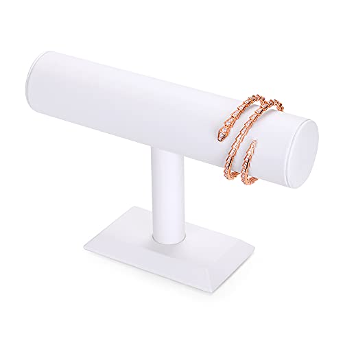 T-bar Jewelry Organizer Display For Watches, Bracelet White PU Jewelry Display Stand - color: 1 tier-white