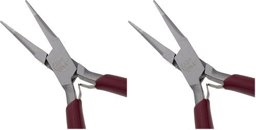 The Beadsmith Long Chain Nose Pliers – 6.25-Inches (160 mm) Jewelry-Making Tool w/Polished Steel Head, PVC Comfort Grip, & Double-Leaf Springs (Pack of 2) - size: 5.5inches (Pack of 2)