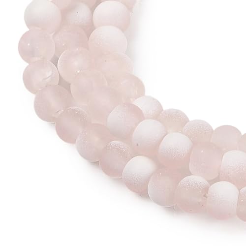 KISSITTY 50pcs Matte Beads Gradient Color Glass Frosted Crystal 6mm Rondelle Misty Rose Center Drilled Loose Craft Beads for Jewelry Making Earring Bracelet Necklace DIY Crafts - color: Misty Rose