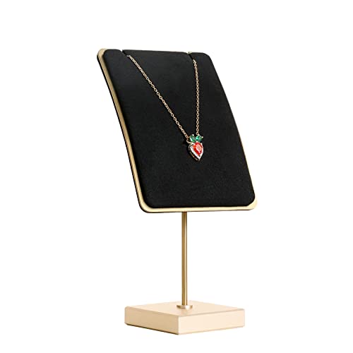 Black velvet necklace stand, gold necklace hanger, small metal jewelry stand for earrings and necklaces【Black】 - color: Black