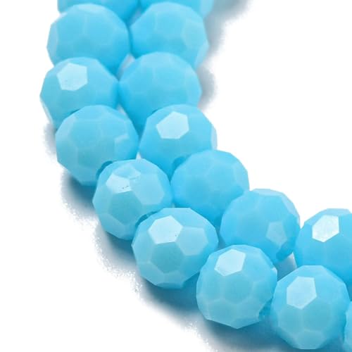 Perlin Czech Bohemian Crystal Glass Beads Faceted Round 4mm 90 Pieces Loose Spacer 1 Strand Beads for DIY Jewelry Earrings Necklace Bracelet Making (Blue Opaque) - color: Blue opaque