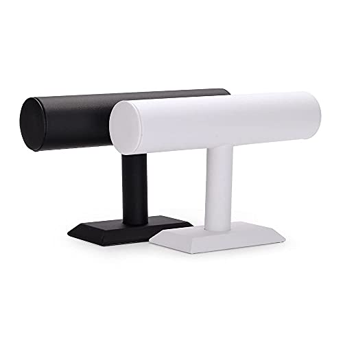 T-bar Jewelry Organizer Display For Watches, Bracelet White PU Jewelry Display Stand - color: 1 tier-white