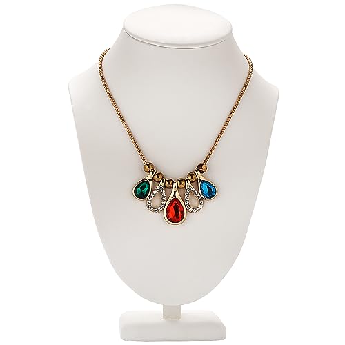 Polmart Modern Necklace Display Bust (White Leatherette, 11 ½”H) - color: White Leatherette, size: 11 ½”H