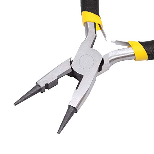 LEONTOOL Mini Round Nose Pliers with Cutters 5 Inch Wire Looping Pliers for Jewelry Making Beading Pliers Multi-Functional Precision Handcraft DIY Hand Tool - size: Round Nose with Cutters
