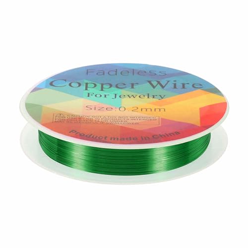 HARFINGTON 82ft Jewelry Wire, 32 Gauge (0.2mm) Brass Craft Soft Metal Tarnish Resistant Copper Beading Wire for Jewelry Making Supplies Crafting, Green - color: Green, size: 32 Gauge x 82ft