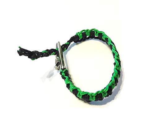 Men's Women's Green and Black Woven Interlocked Adjustable Alligator Clip Hemp Bracelet - Handmade