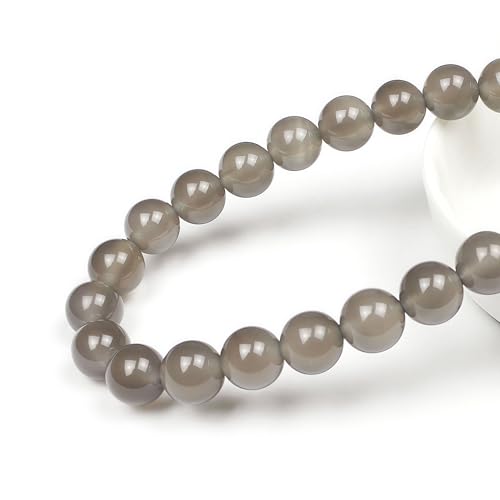 MJDCB 7A Natural Grey Agate Gemstone Round Stone Beads for Jewelry Making DIY Bracelet Necklace (4mm) - color: Gray Agate, size: 4mm