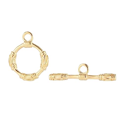 1 Set 925 Sterling Silver Toggle Clasps Ring Connector OT Clasps for Jewelry Making Findings Bracelets Necklace DIY Crafts Handmade Jewelry for WOM - color: Gold Color, size: Style B-20mm long