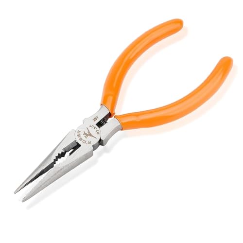 Rongon Small Needle Nose Pliers 5 Inch Precision Long Nose Plier Jewelry Pliers Tools Craftsman Tool Kit for Bending Wire, Handcraft, PCB Board, Working in Tight Areas - size: 1Pcs