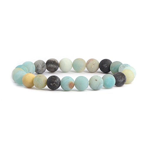 Justinstones 8mm Round Beads Stretch Bracelet 7 Inch Unisex - color: Matt Multicolor Amazonite