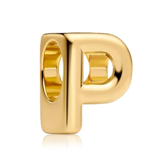 S925 A-Z Bead Charms,Initial Letter Alphabet, 14K Gold Plated, for Bracelet Necklace, Gift for Mothers Nurses Day Graduation Birthday Anniversary, for Girlfriend Family Friend, for Pandora - style: P