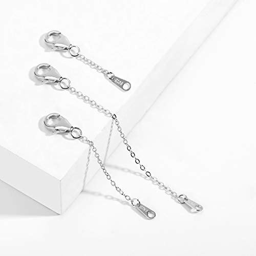 Sterling Silver Extenders Chain Necklace Extension Chains for Jewelry Making(1 2 3 inch) - color: Silver
