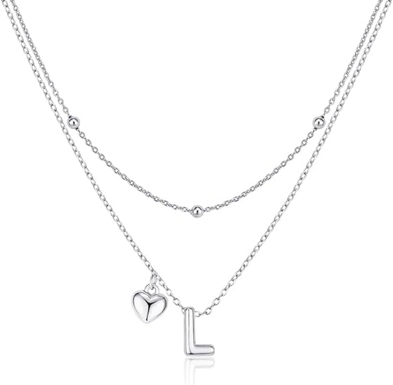 adoyi Valentines Day Gifts for Women Hers Dainty 14K Gold Plated Heart Initial Necklaces Layered Letter A-Z Pendant Necklace Stack Trendy Jewelry Birthday Valentines Day Gifts for Women Jewelry