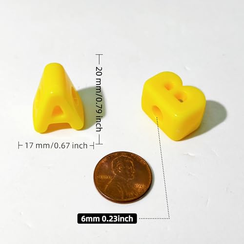 26PCS Large 6mm Hole Letter Beads, 20mm Acrylic Beads A to Z,for DIY Jewelry Making Kit Friendship Bracelet Key Chain and Bag Charms (26 A to Z Yellow) - color: 26 A to Z Yellow