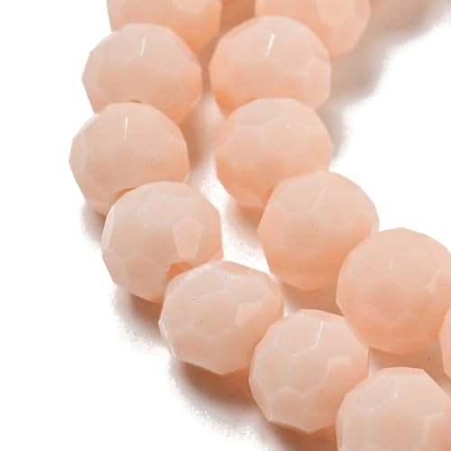 Perlin Czech Bohemian Crystal Glass Beads Faceted Round 4mm 90 Pieces Loose Spacer 1 Strand Beads for DIY Jewelry Earrings Necklace Bracelet Making (Powder Pink Opaque) - color: Powder Pink Opaque