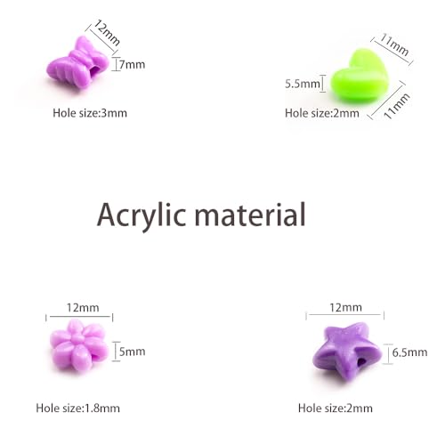 Gxueshan 1000 Pcs Acrylic Plastic Heart Star Mix Perforated Beads Bulk Rainbow Hair Beads, DIY Face Mask Pony Beads for Friendship DIY Kandi Bracelet Necklace Jewelry Making Supplies Kit (Mix)