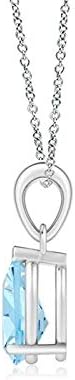 Angara Natural Aquamarine Solitaire Pendant for Women | Pear-Shaped Aquamarine Solitaire Pendant in 14K Solid Gold/Silver/Platinum With 18" Chain | March Birthday, Gemstone Jewelry Gift