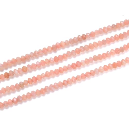 Adabele 15 Inch Natural Pink Moonstone Healing Gemstone 4mm x 3mm Tiny Small Faceted Round Rondelle Loose Beads Stone Spacer (170-180pcs) for Craft Jewelry Making GK-B6 - color: Pink Moonstone, size: 4mm x 3mm - 15 inch/1 strand