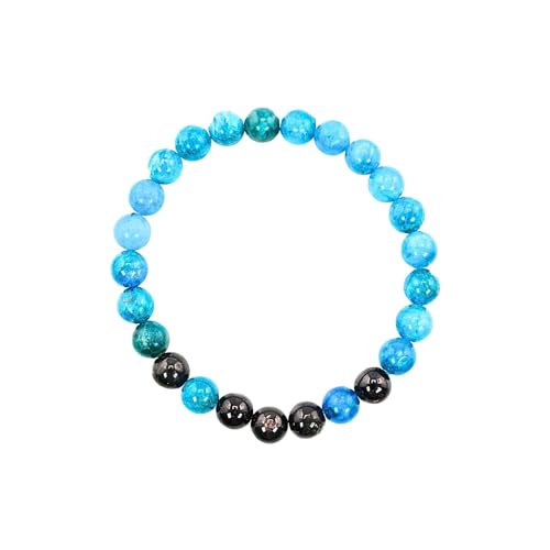 Black Obisidian Bracelets for Men 8" Inch Full Stretch Healing Crystal Bracelet, Beaded Charm Bracelet for Men Gifts Fathers Day Anniversary Birthday Gifts for Him - color: Hypersthene & Apatite Bracelets