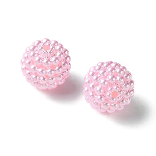 40pcs Round Acrylic Berry Beads, 12mm Large Chunky Bubblegum Beads Loose Spacer Ball Bead for Jewelry Making Earrings Necklaces Bracelets DIY Beading Crafts, Pearl Pink - color: Pearl Pink