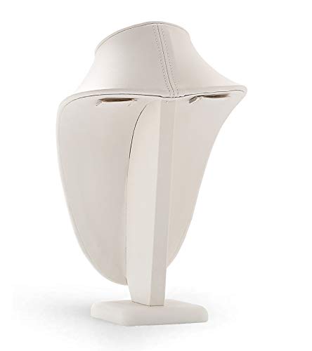 Polmart Modern Necklace Display Bust (White Leatherette, 10 ¼”H) - color: White Leatherette, size: 10.25”H