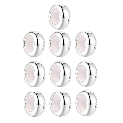 Clip Stopper Charms Sterling Silver Rondelle Spacer Bead Charm Stopper Charm for Pandora Charm Bracelets - color: Silver (10 pcs ）