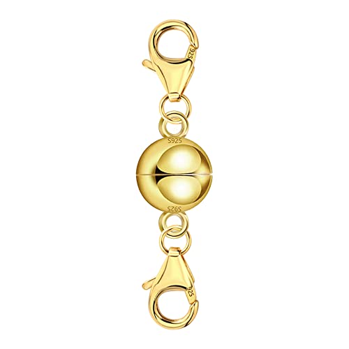 14K Gold Magnetic Necklace Clasps and Closures 925 Sterling Silver Double Lobster Clasp Magnetic Jewelry Clasps for Necklaces - color: A-14K Gold