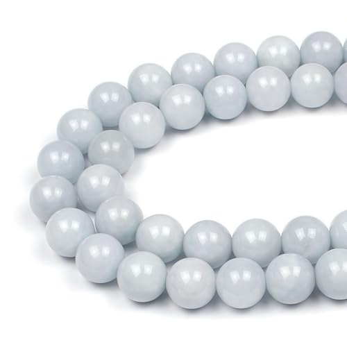 MJDCB Natural Round Aquamarine Gemstone Spacer Loose Beads Spacer Beads for DIY Jewelry Making Strand 15" - color: A+ Aquamarine, size: 8mm