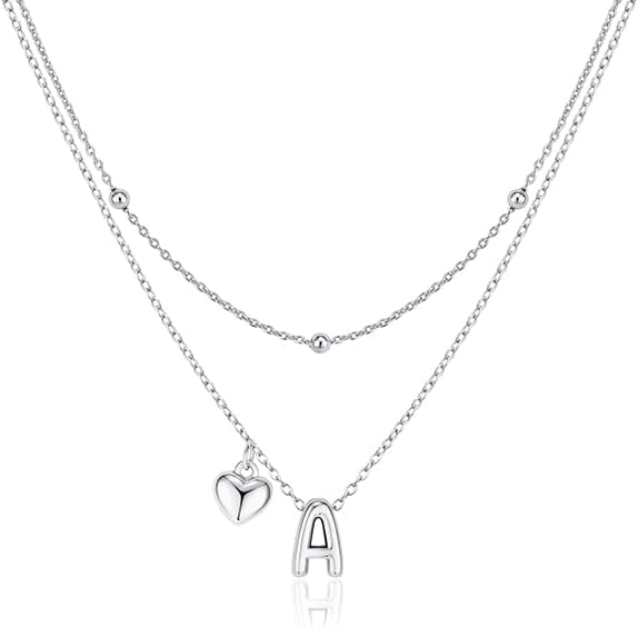 adoyi Valentines Day Gifts for Women Hers Dainty 14K Gold Plated Heart Initial Necklaces Layered Letter A-Z Pendant Necklace Stack Trendy Jewelry Birthday Valentines Day Gifts for Women Jewelry
