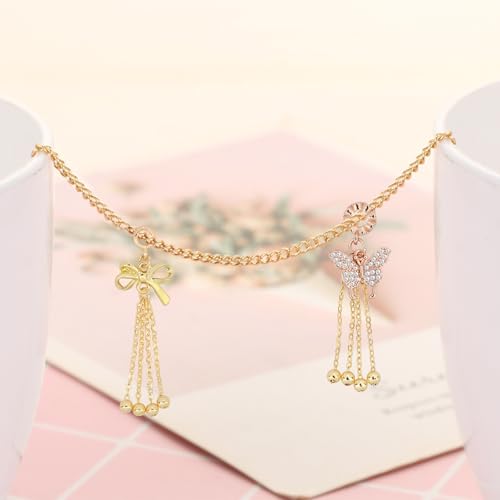 4Pcs Butterfly Rhinestone Tassel Chain Beads for Pens Butterfly Alloy Focal Spacer Beads for DIY Craft Beadable Pens Bracelet Necklace Earrings Keychain Jewelry Making - color: Alloy Butterfly Tassel