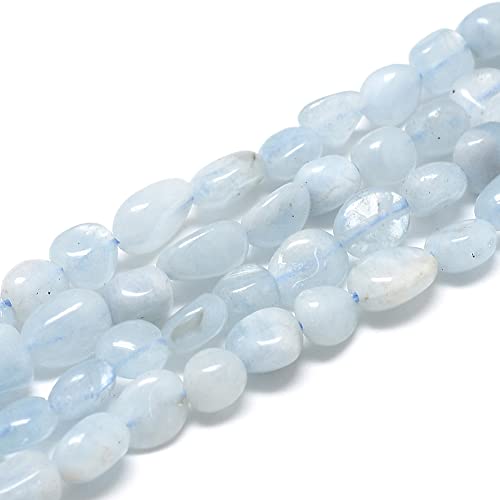 30-45Pcs/Strand Natural Aquamarine Beads 15.7" Irregular Nuggets Stone Beads 8-15mm Gemstones Loose Spacer Bead for DIY Bracelet Necklace Jewelry Making Crafting - color: Aquamarine