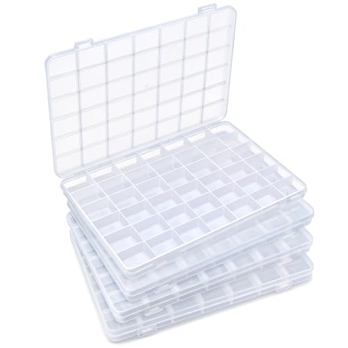 IOOLEEM 42 Grids Plastic Bead Organizer Box, Organizer Container Storage Box, Dividers for Bead Arts and Crafts.(4 Pack) - color: Clear, size: 42 Grids (4 pack)