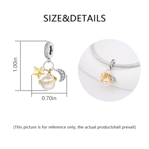 Charm for Bracelets and Necklaces, Heart Animals 925 Sterling Silver Bead Celestial Sun Moon Star Charms Jewelry Gift for Women Girls - color: Celestial Sun Star Moon Triple Dangle Charm