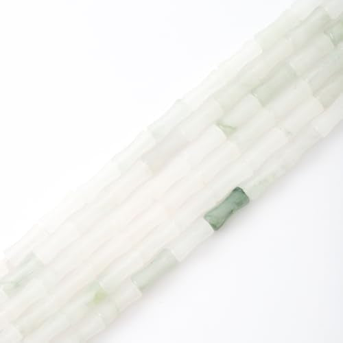 5x12mm Natural White Jasper Stone Bamboo Shape Gem Healing Energy Loose Spacer Beads for DIY Necklace Bracelet Earring - color: White Jasper