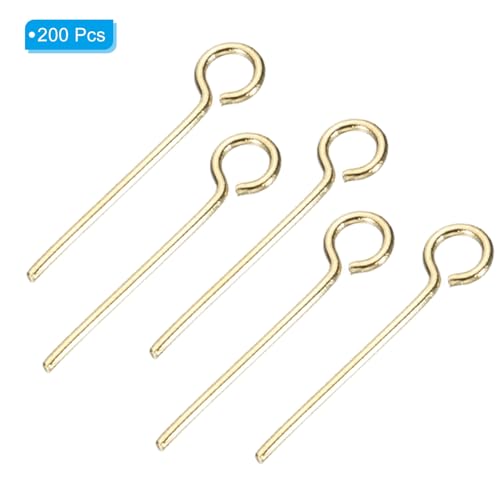 PATIKIL 200Pcs 304 Stainless Steel Jewelry Eye Pins 15mm 22 Gauge Gold Open Eye Pins for Jewelry Making DIY Craft Necklaces Bracelets Earrings - color: Gold, size: 15mm
