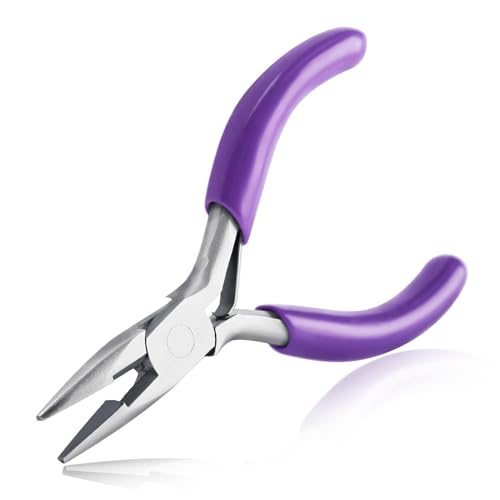 SPEEDWOX 3 Inches Chain Nose Pliers with Cutter, Purple, Jewelry Making Miniature Pocket Plier, Needle-Nose Pliers, Wire Cutters, Jewelry Pliers, Jewelry Making Tools - style: Chain Nose Pliers With Cutter