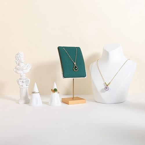Green necklace holder small jewelry stand, Velvet necklace display stand for selling, metal jewelry organizer necklace hanger【Green】 - color: Green