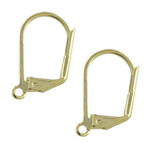 20pcs Adabele Hypoallergenic Tarnish Resistant 19mm Earring Hooks Strong Leverback Ear Wire Open Jump Ring 18K Yellow Gold Plated Brass for DIY Craft Earrings Jewelry Making BF192 - color: Gold/design #2, size: 19mm (0.75 inch) - 20pcs