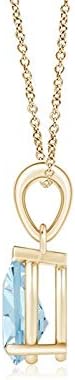 Angara Natural Aquamarine Solitaire Pendant for Women | Pear-Shaped Aquamarine Solitaire Pendant in 14K Solid Gold/Silver/Platinum With 18" Chain | March Birthday, Gemstone Jewelry Gift