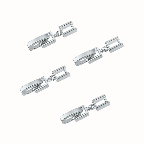 Silver Necklace Bracelet Extender for Women, 4pcs Foldover Extension Jewelry Clasps for Jewelry Making - color: White Gold